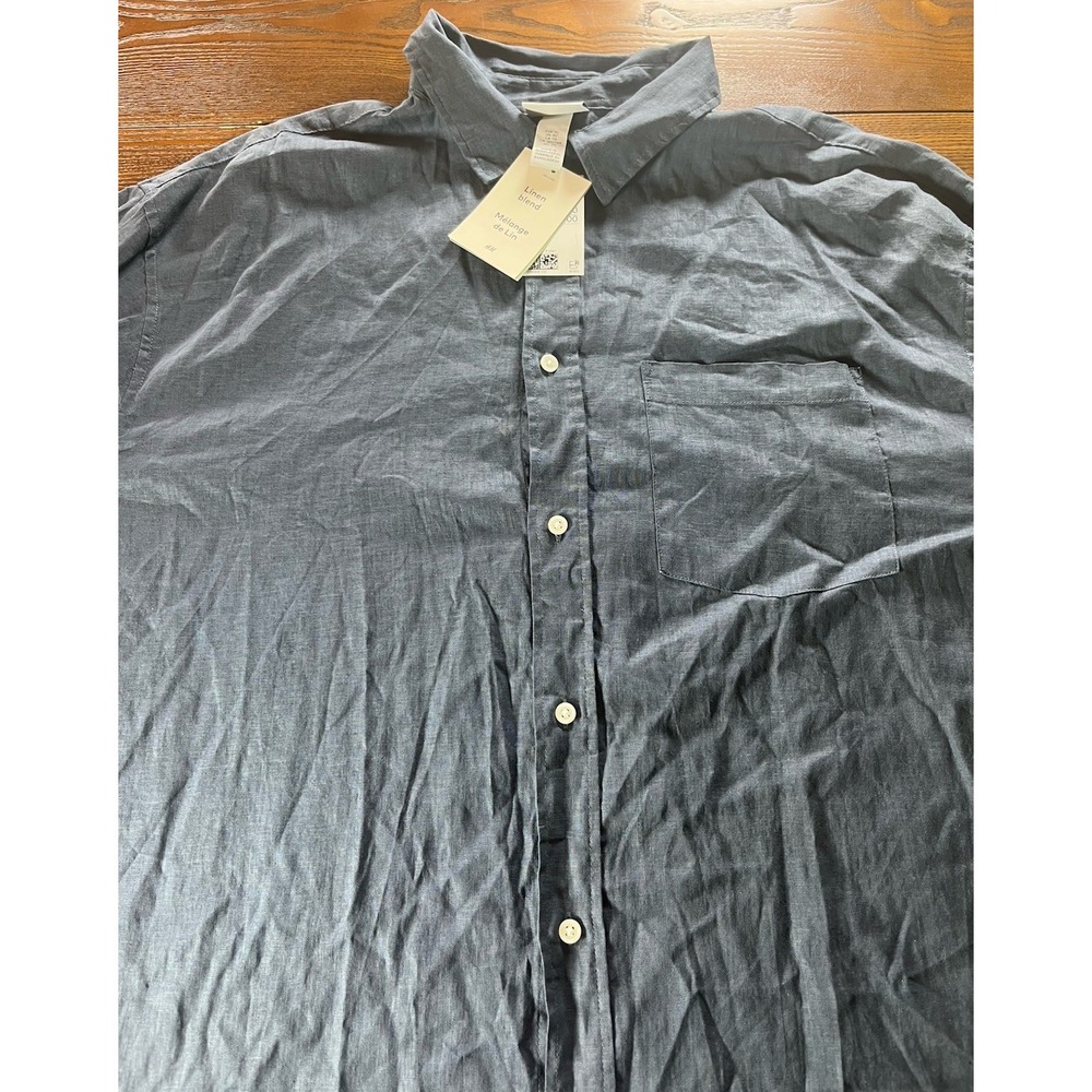 NWT H&M Men's Dress Collared Button Down Shirt Relax Fit Gray Size XL New